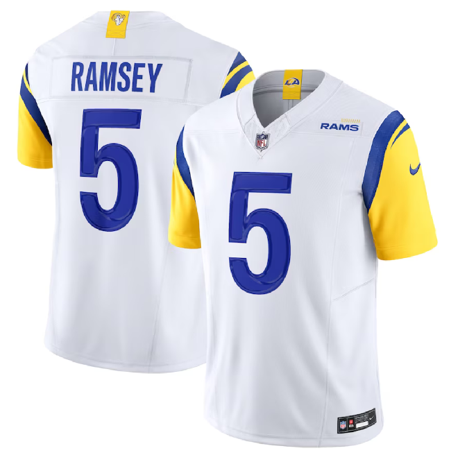 White Los Angeles Rams #5 Jalen Ramsey 2023 F.U.S.E. Vapor Untouchable Limited Stitched Football Jersey - LAR43