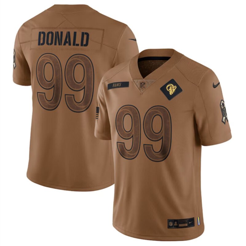 Brown Los Angeles Rams #99 Aaron Donald 2023 Salute To Service Limited Stitched Football Jersey - LAR434