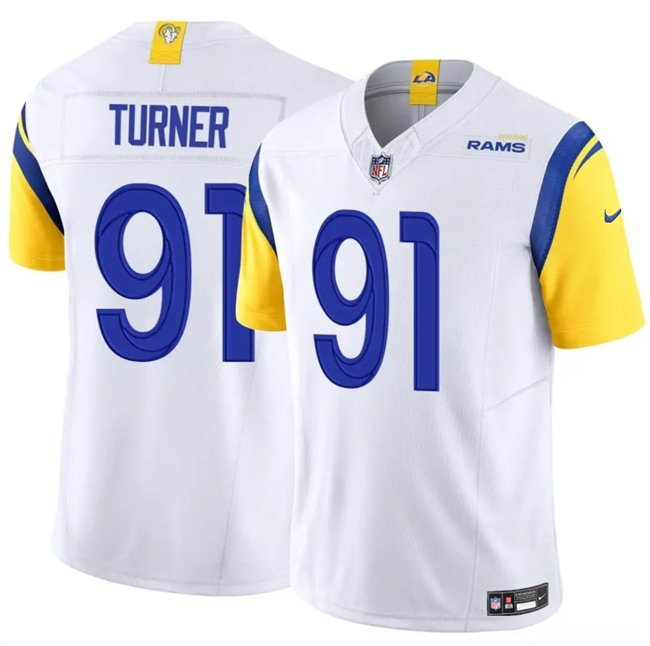 White Los Angeles Rams #91 Kobie Turner 2025 F.U.S.E. Vapor Untouchable Stitched Football Jersey - LAR582