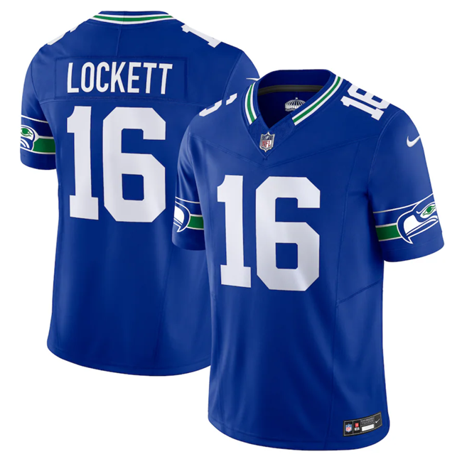 Royal Seattle Seahawks #16 Tyler Lockett 2023 F.U.S.E. Vapor Limited Throwback Stitched Jersey