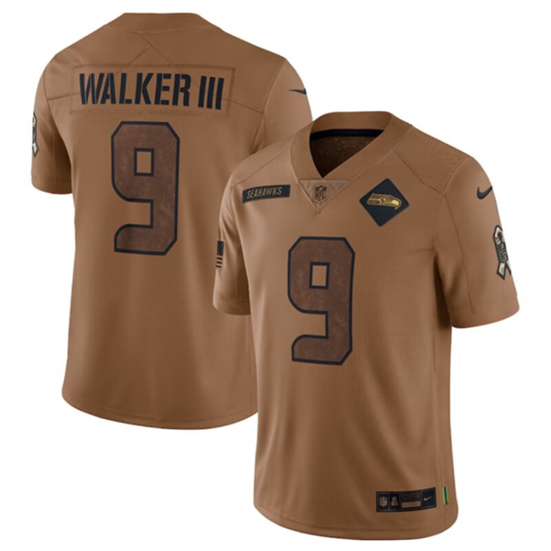Brown Seattle Seahawks #9 Kenneth Walker III 2023 Salute To Service Limited Stitched Football Jersey