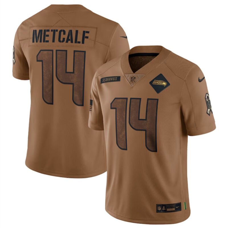 Brown Seattle Seahawks #14 DK Metcalf 2023 Salute To Service Limited Stitched Football Jersey