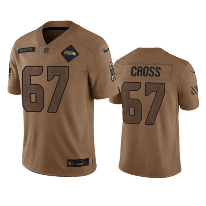 Brown Seattle Seahawks #67 Charles Cross 2023 Salute To Service Limited Stitched Football Jersey