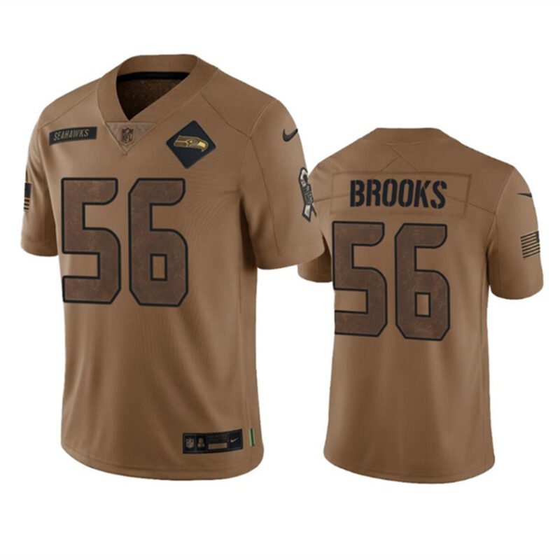 Brown Seattle Seahawks #56 Jordyn Brooks 2023 Salute To Service Limited Stitched Football Jersey