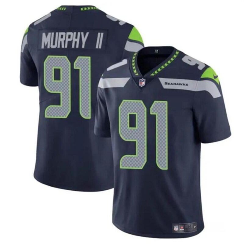 Navy Seattle Seahawks #91 Byron Murphy II 2024 Draft Vapor Limited Stitched Football Jersey