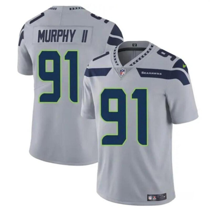 Grey Seattle Seahawks #91 Byron Murphy II 2024 Draft Vapor Limited Stitched Football Jersey