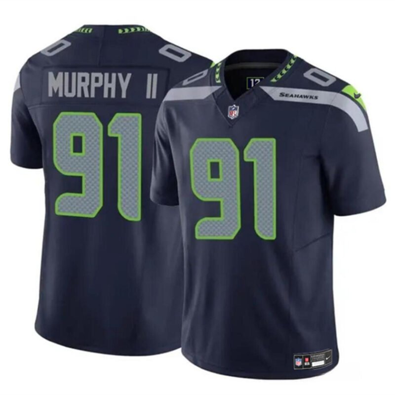 Navy Seattle Seahawks #91 Byron Murphy II 2024 Draft F.U.S.E Vapor Limited Stitched Football Jersey