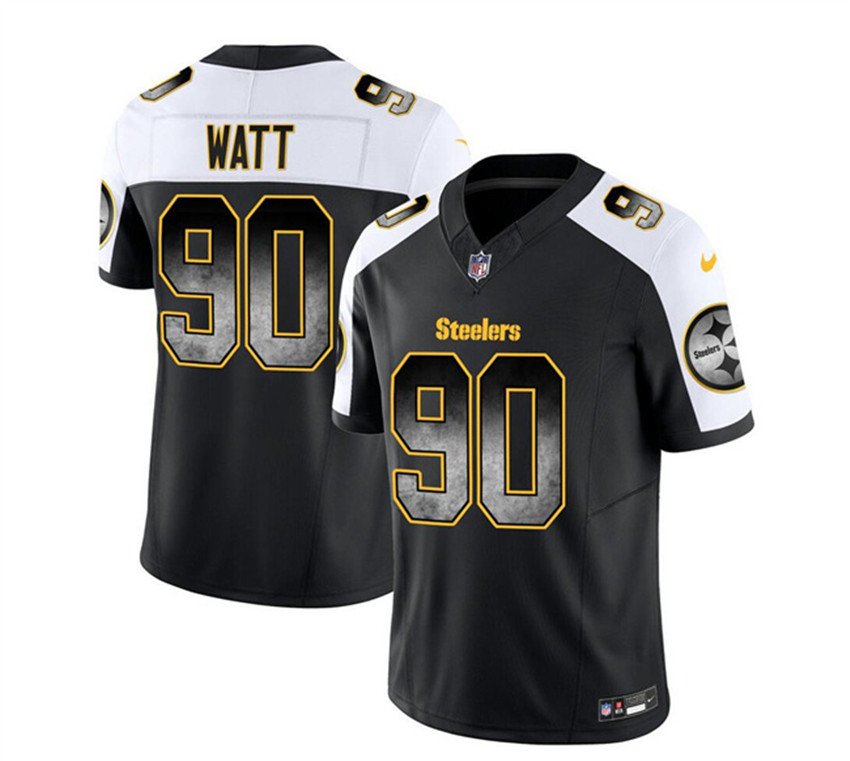 Black/White Pittsburgh Steelers #90 T.J. Watt 2023 F.U.S.E. Smoke Vapor Untouchable Limited Stitched Jersey - PSJ456