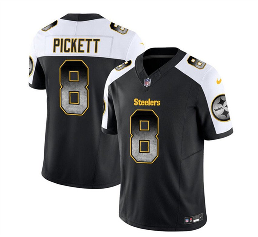 Black/White Pittsburgh Steelers #8 Kenny Pickett 2023 F.U.S.E. Smoke Vapor Untouchable Limited Stitched Jersey - PSJ75