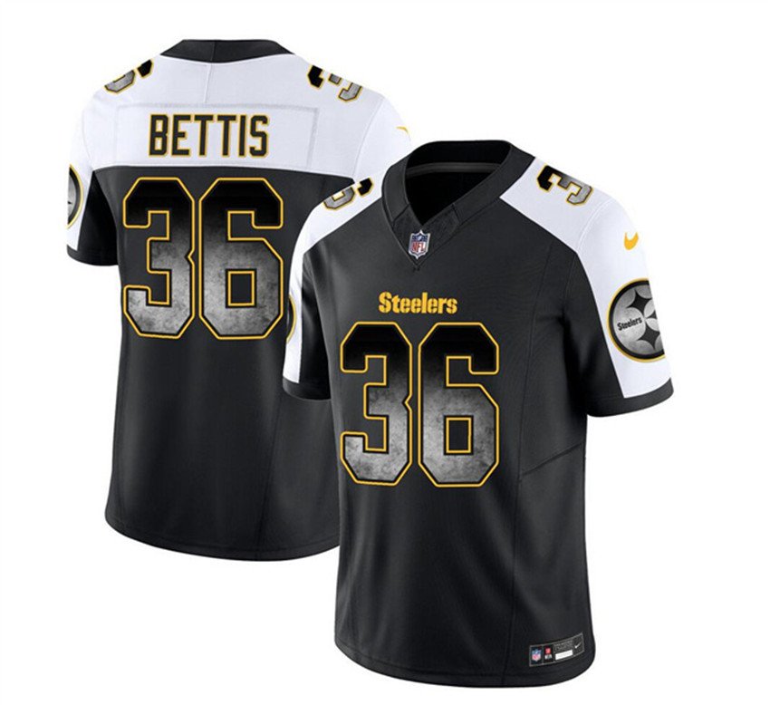 Black/White Pittsburgh Steelers #36 Jerome Bettis 2023 F.U.S.E. Smoke Vapor Untouchable Limited Stitched Jersey - PSJ138