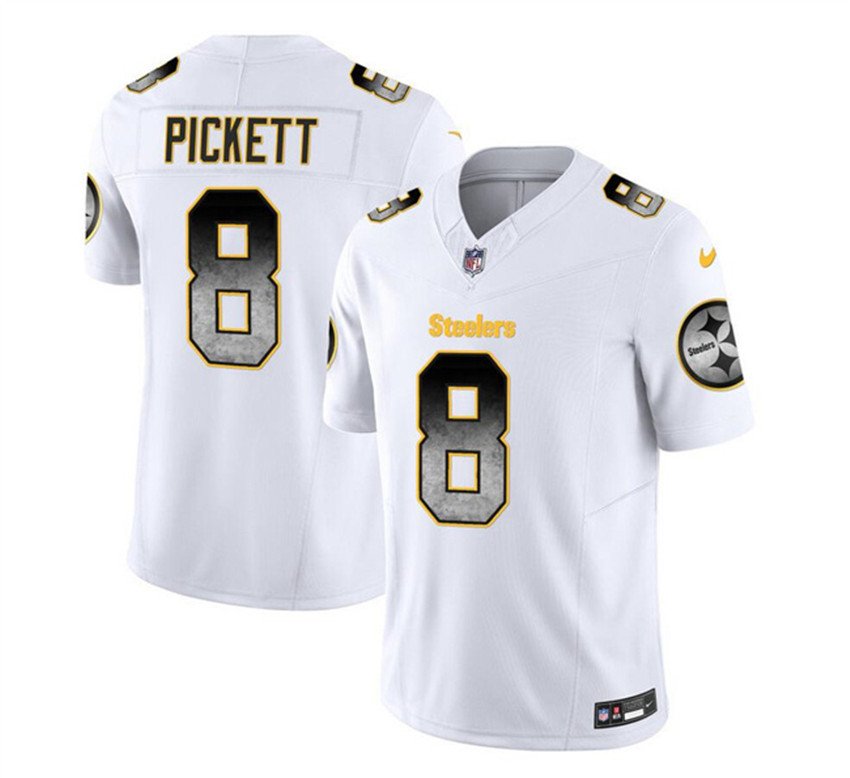 White Pittsburgh Steelers #8 Kenny Pickett 2023 F.U.S.E. Smoke Vapor Untouchable Limited Stitched Jersey - PSJ721
