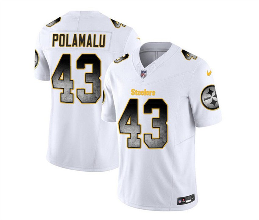 White Pittsburgh Steelers #43 Troy Polamalu 2023 F.U.S.E. Smoke Vapor Untouchable Limited Stitched Jersey - PSJ530
