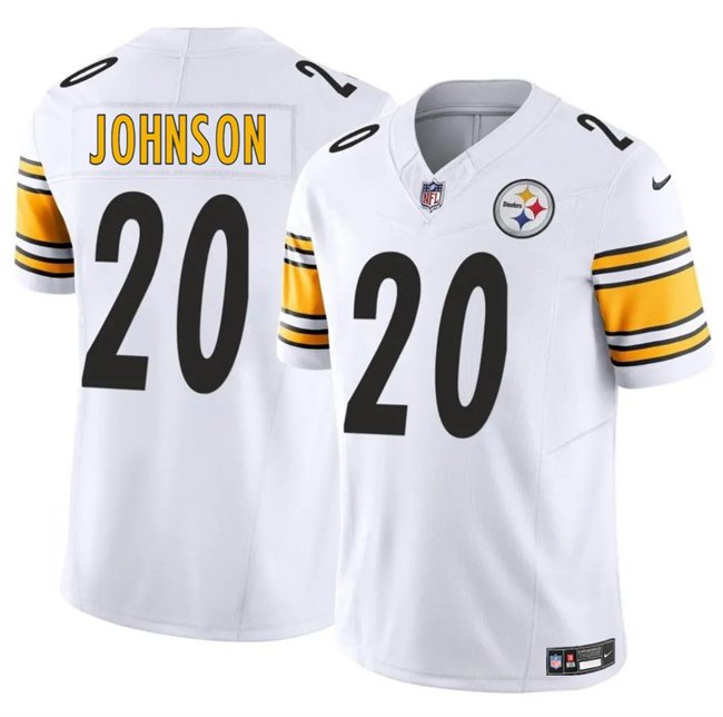 White Pittsburgh Steelers #20 Kaleb Johnson 2025 Draft F.U.S.E. Vapor Limited Stitched Football Jersey - PSJ29
