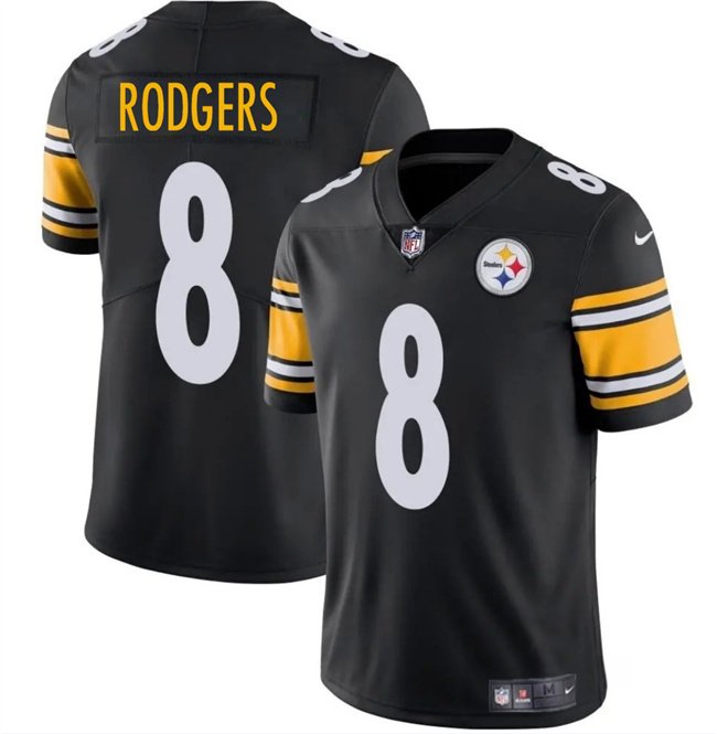 Black Pittsburgh Steelers #8 Aaron Rodgers 2025 Vapor Limited Stitched Football Jersey - PSJ297