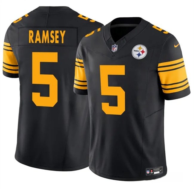 Black Pittsburgh Steelers #5 Jalen Ramsey 2025 F.U.S.E. Color Rush Vapor Untouchable Limited Stitched Jersey - PSJ598