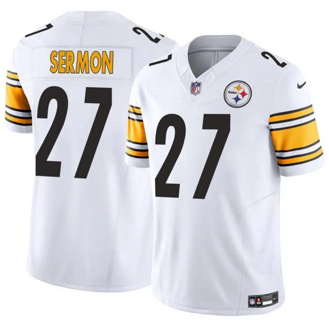 White Pittsburgh Steelers #27 Trey Sermon 2025 F.U.S.E. Vapor Limited Stitched Football Jersey - PSJ155