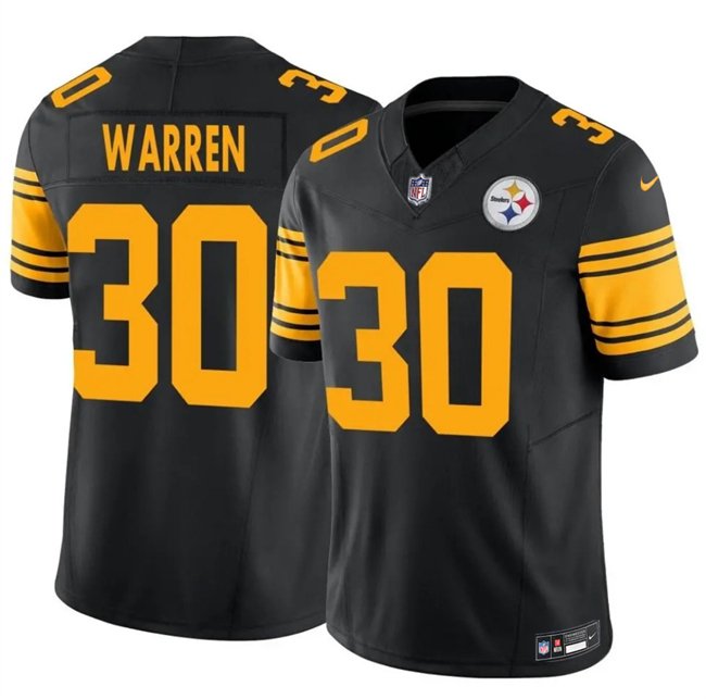 Black Pittsburgh Steelers #30 Jaylen Warren 2025 F.U.S.E. Color Rush Vapor Untouchable Limited Stitched Jersey - PSJ211
