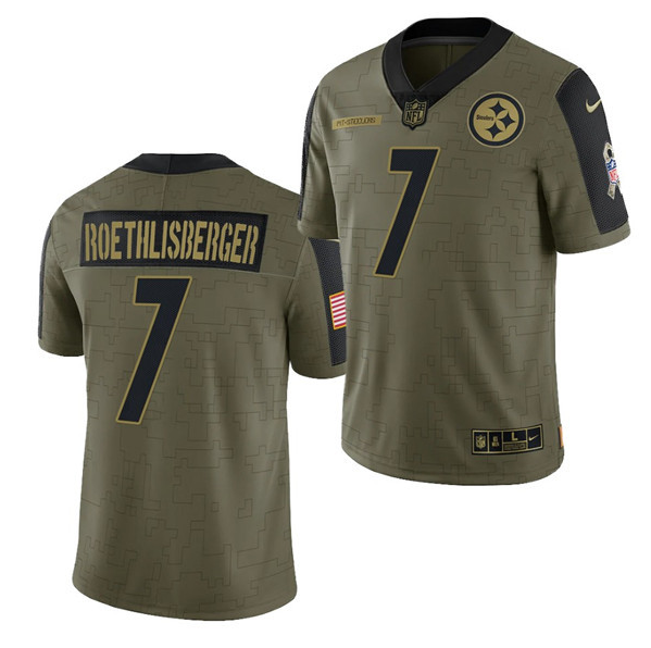 Olive Pittsburgh Steelers #7 Ben Roethlisberger 2021 Salute To Service Limited Stitched Jersey - PSJ711
