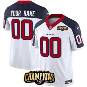 White/Navy Houston Texans Active Player Custom 2023 F.U.S.E. AFC South Champions Patch Limited Stitched Football Jersey - HTJ43