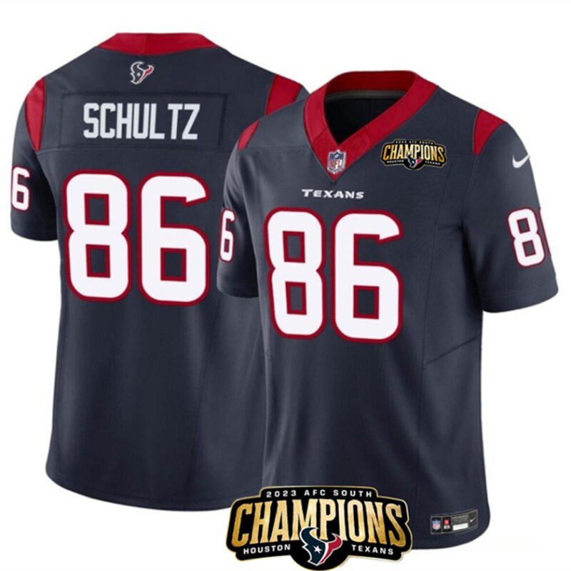Navy Houston Texans #86 Dalton Schultz 2023 F.U.S.E. AFC South Champions Patch Vapor Untouchable Limited Stitched Football Jersey - HTJ164