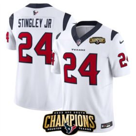 White Houston Texans #24 Derek Stingley Jr. 2023 F.U.S.E. AFC South Champions Patch Vapor Untouchable Limited Stitched Football Jersey - HTJ362
