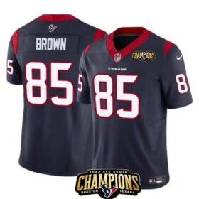 Navy Houston Texans #85 Noah Brown 2023 F.U.S.E. AFC South Champions Patch Vapor Untouchable Limited Stitched Football Jersey - HTJ73
