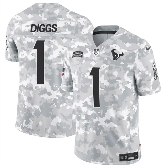 Arctic Camo Houston Texans #1 Stefon Diggs 2024 F.U.S.E Salute to Service Limited Stitched Football Jersey - HTJ123