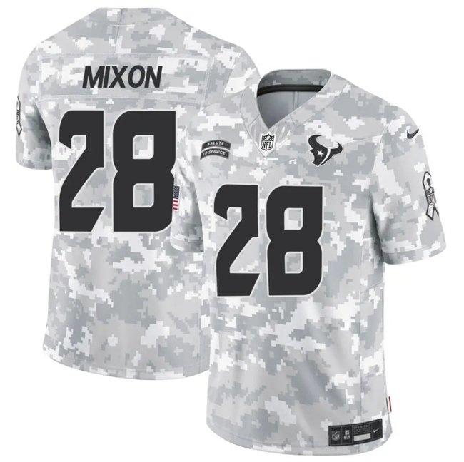 Arctic Camo Houston Texans #28 Joe Mixon 2024 F.U.S.E Salute to Service Limited Stitched Football Jersey - HTJ294