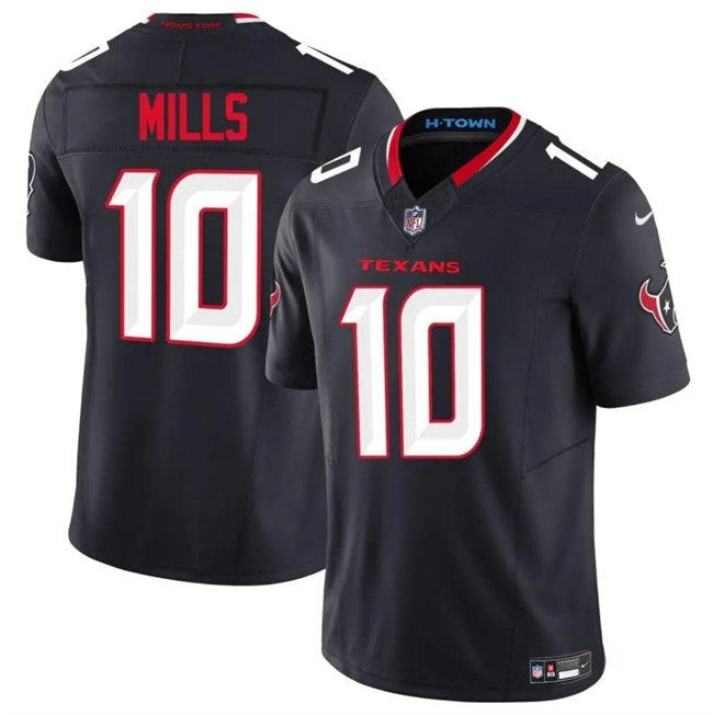 Navy Houston Texans #10 Davis Mills 2025 F.U.S.E. Vapor Limited Stitched Football Jersey - HTJ358