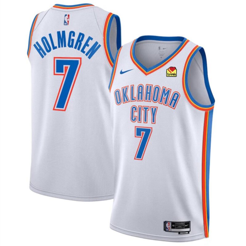 White Oklahoma City Thunder #7 Chet Holmgren Association Edition Stitched Basketball Jersey - OKC100