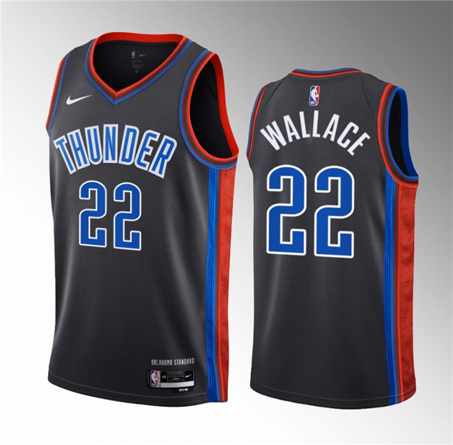 Black Oklahoma City Thunder #22 Cason Wallace 2023 Draft City Edition Stitched Basketball Jersey - OKC84