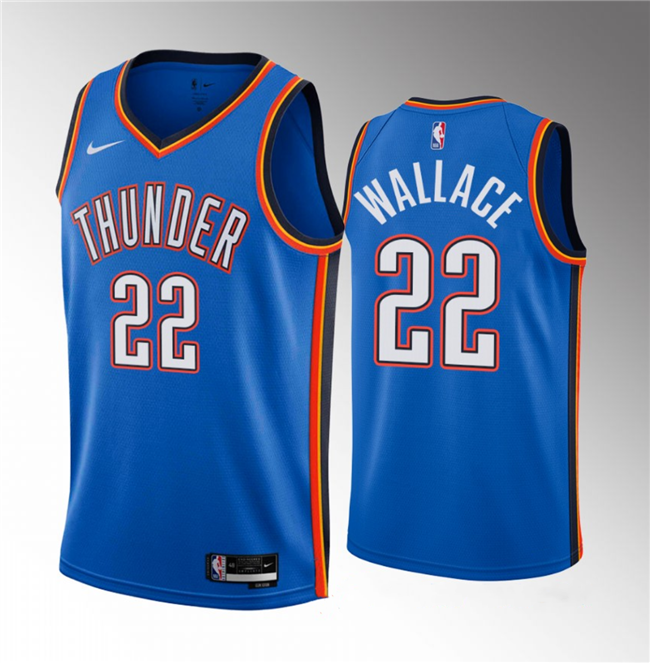 Blue Oklahoma City Thunder #22 Cason Wallace 2023 Draft Icon Edition Stitched Basketball Jersey - OKC50