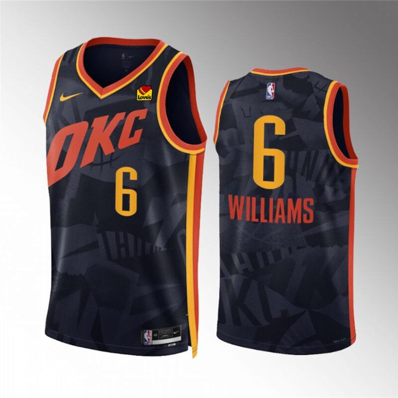 Black Oklahoma City Thunder #6 Jaylin Williams 2023/24 City Edition Stitched Basketball Jersey - OKC89