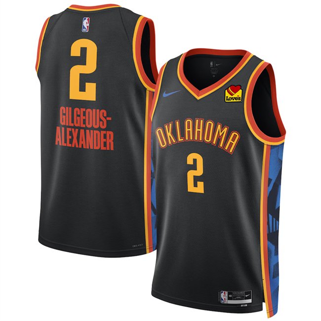 Black Oklahoma City Thunder #2 Shai Gilgeous-Alexander 2024/25 City Edition Stitched Basketball Jersey - OKC76
