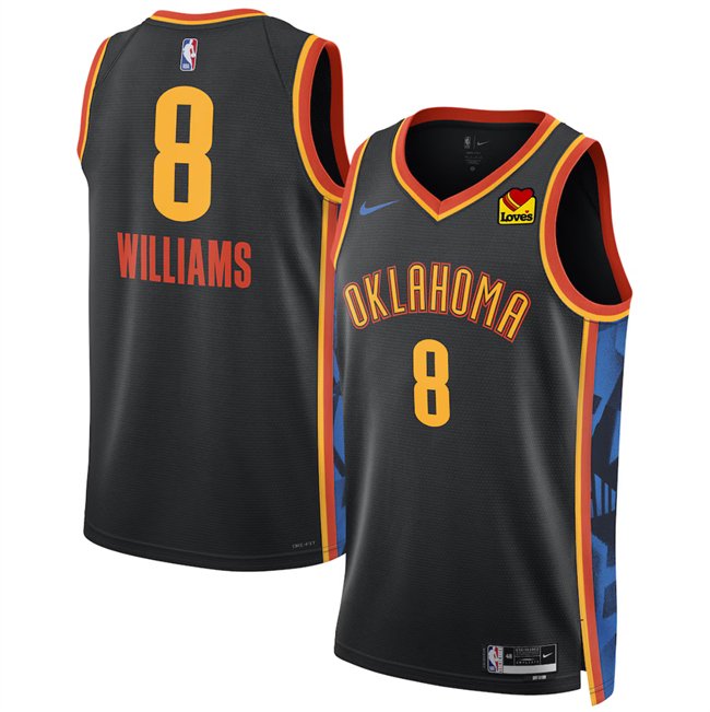 Black Oklahoma City Thunder #8 Jalen Williams 2024/25 City Edition Stitched Basketball Jersey - OKC71