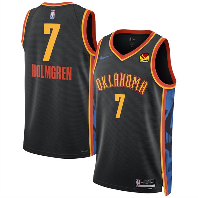 Black Oklahoma City Thunder #7 Chet Holmgren 2024/25 City Edition Stitched Basketball Jersey - OKC08