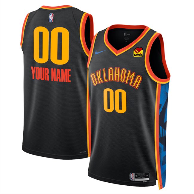 Black Oklahoma City Thunder Active Player Custom 2024/25 City Edition Stitched Basketball Jersey - OKC04