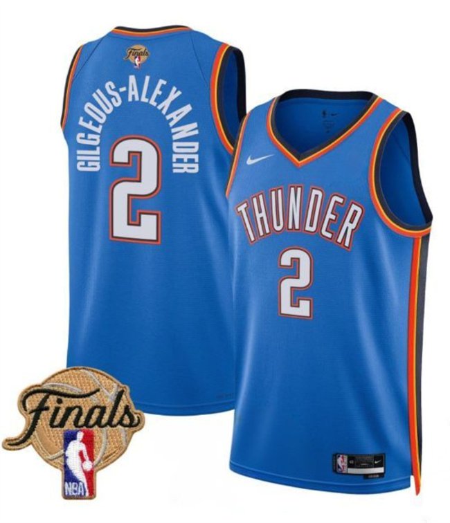 Blue Oklahoma City Thunder #2 Shai Gilgeous-Alexander 2025 Finals Icon Edition Stitched Basketball Jersey - OKC96
