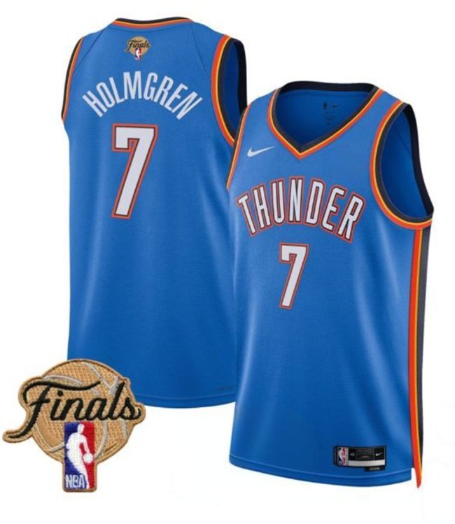 Blue Oklahoma City Thunder #7 Chet Holmgren 2025 Finals Icon Edition Stitched Basketball Jersey - OKC43