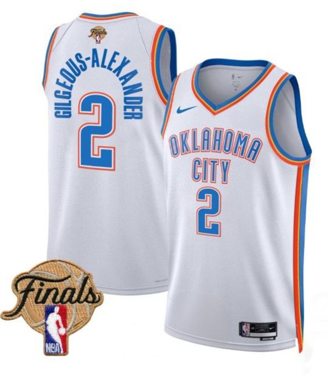 White Oklahoma City Thunder #2 Shai Gilgeous-Alexander 2025 Finals Association Edition Stitched Basketball Jersey - OKC104