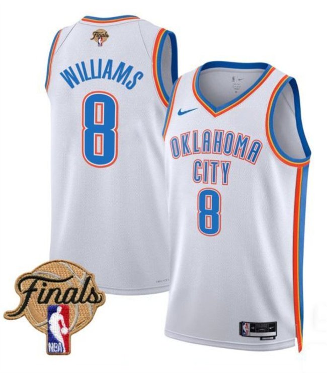 White Oklahoma City Thunder #8 Jalen Williams 2025 Finals Association Edition Stitched Basketball Jersey - OKC67