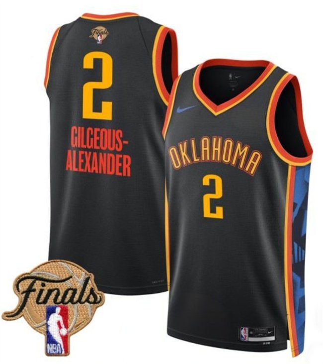 Black Oklahoma City Thunder #2 Shai Gilgeous-Alexander 2025 Finals City Edition Stitched Basketball Jersey - OKC90