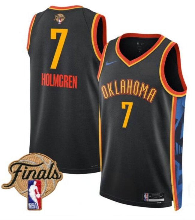 Black Oklahoma City Thunder #7 Chet Holmgren 2025 Finals City Edition Stitched Basketball Jersey - OKC33