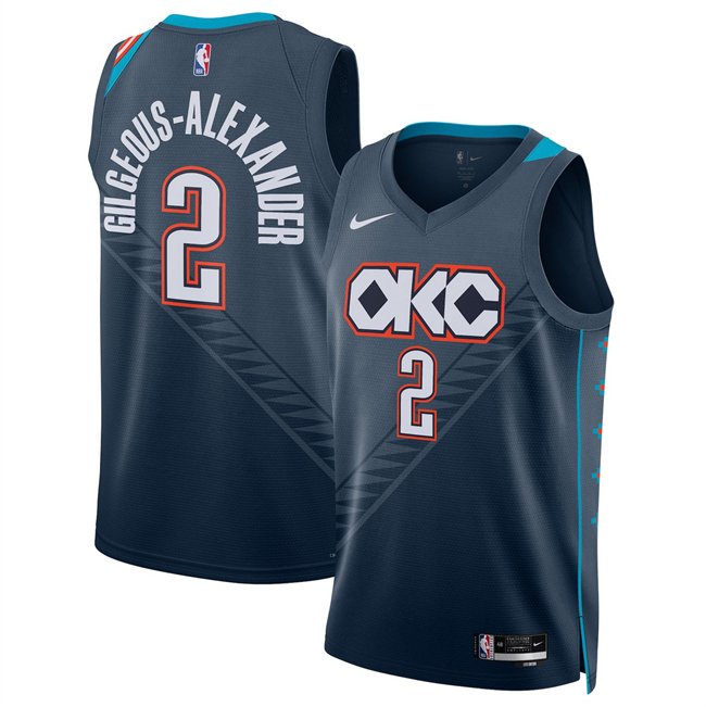 Navy Oklahoma City Thunder #2 Shai Gilgeous-Alexander 2025/26 City Edition Stitched Basketball Jersey - OKC01