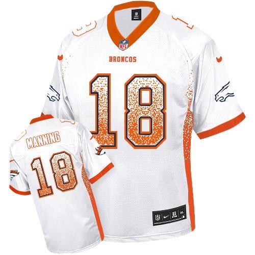 Nike Broncos #18 Peyton Manning White Stitched NFL Elite Drift Fashion Jersey