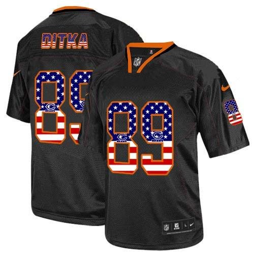 Nike Bears #89 Mike Ditka Black Stitched NFL Elite USA Flag Fashion Jersey - CBJ618