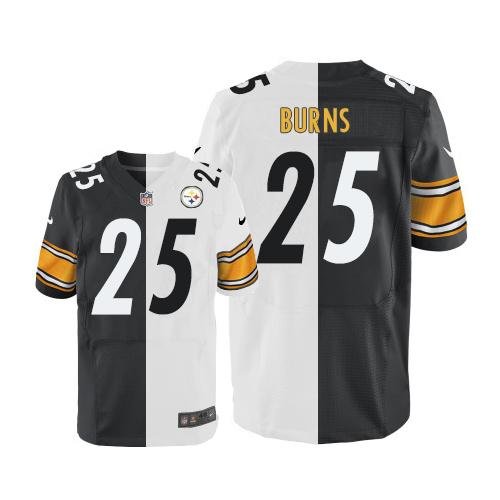Nike Steelers #25 Artie Burns White/Black Stitched NFL Elite Split Jersey - PSJ216