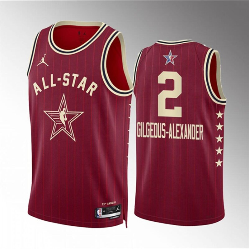 Crimson 2024 All-Star #2 Shai Gilgeous-Alexander Stitched Basketball Jersey - OKC107