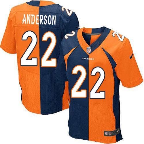 Nike Broncos #22 C.J. Anderson Orange/Navy Blue Stitched NFL Elite Split Jersey