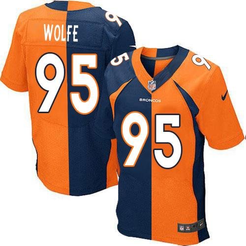 Nike Broncos #95 Derek Wolfe Orange/Navy Blue Stitched NFL Elite Split Jersey